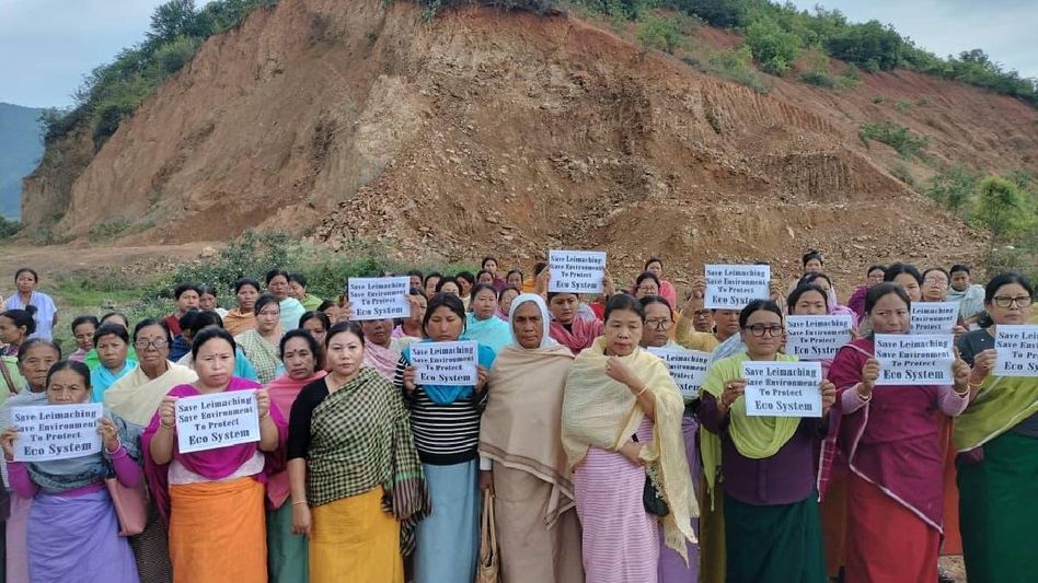 Manipur: Residents, women protest alleged large-scale earth cutting at Leimaching Hill in Imphal East Manipur: Residents, women protest alleged large-scale earth cutting at Leimaching Hill in Imphal East