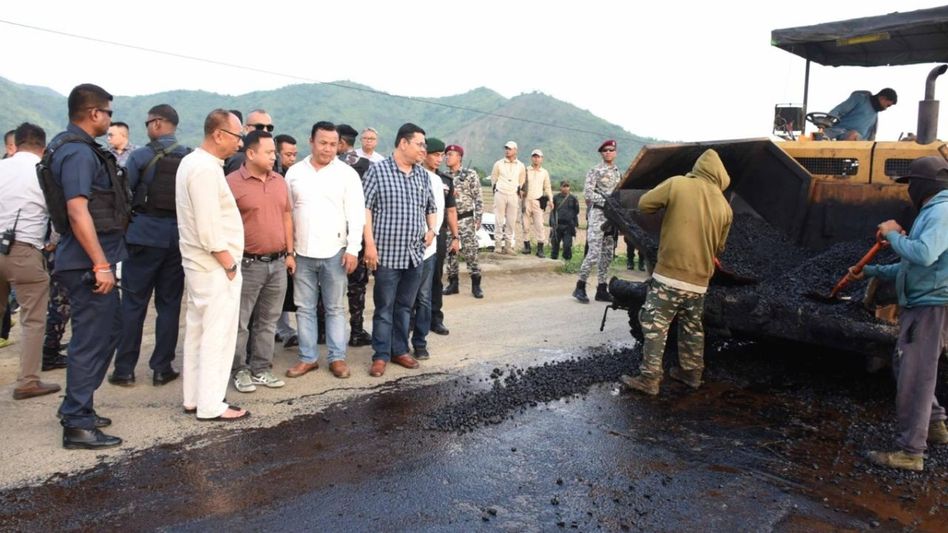 Manipur CM inspects Imphal-Saikul road improvement works, interacts with residents of Pangei and Khundrakpam Manipur CM inspects Imphal-Saikul road improvement works, interacts with residents of Pangei and Khundrakpam