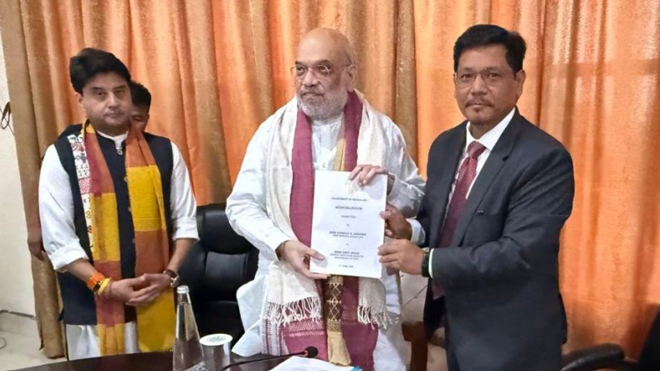 Meghalaya CM submits memorandum to Amit Shah on immigration, tribal safeguards and language recognition Meghalaya CM submits memorandum to Amit Shah on immigration, tribal safeguards and language recognition