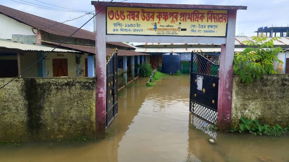 Assam: School submerged in water at Silchar’s Uttar Krishnapur Primary School, concern rises ahead of exams Assam: School submerged in water at Silchar’s Uttar Krishnapur Primary School, concern rises ahead of exams