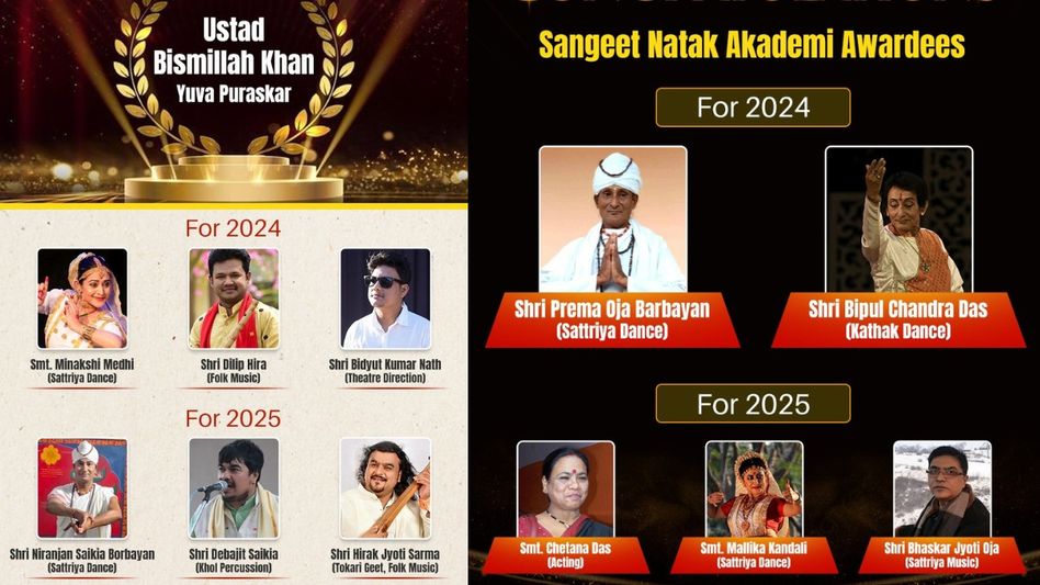 Eight Assam artistes honoured with Sangeet Natak Akademi Awards and Ustad Bismillah Khan Yuva Puraskar Eight Assam artistes honoured with Sangeet Natak Akademi Awards and Ustad Bismillah Khan Yuva Puraskar