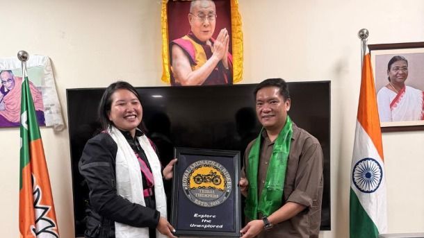 Arunachal CM congratulates Tenzin Metoh for 22,482-km solo ride promoting social causes