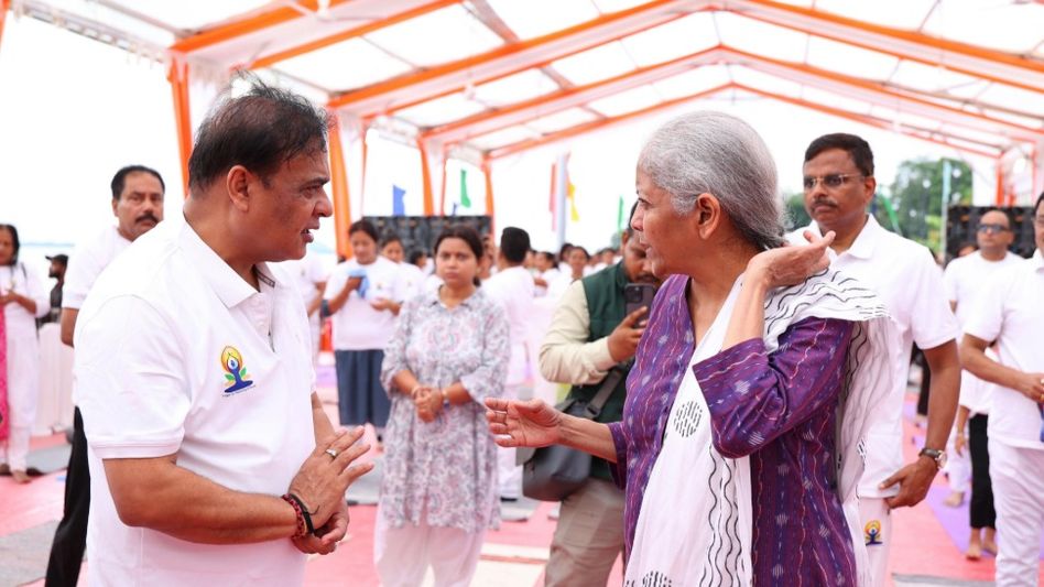 Assam CM joins Nirmala Sitharaman for International Yoga Day session by the Brahmaputra Assam CM joins Nirmala Sitharaman for International Yoga Day session by the Brahmaputra