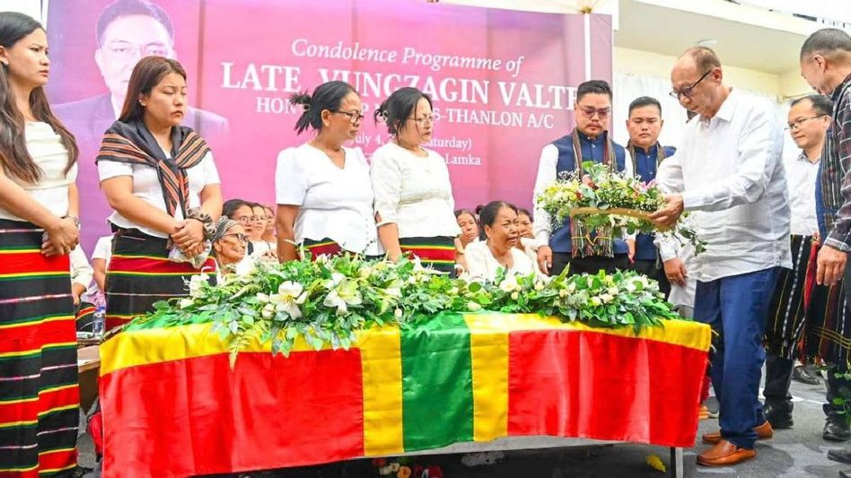 Manipur CM Khemchand Singh attends funeral of former MLA Vungzagin Valte in Churachandpur, calls for dialogue to restore peace Manipur CM Khemchand Singh attends funeral of former MLA Vungzagin Valte in Churachandpur, calls for dialogue to restore peace
