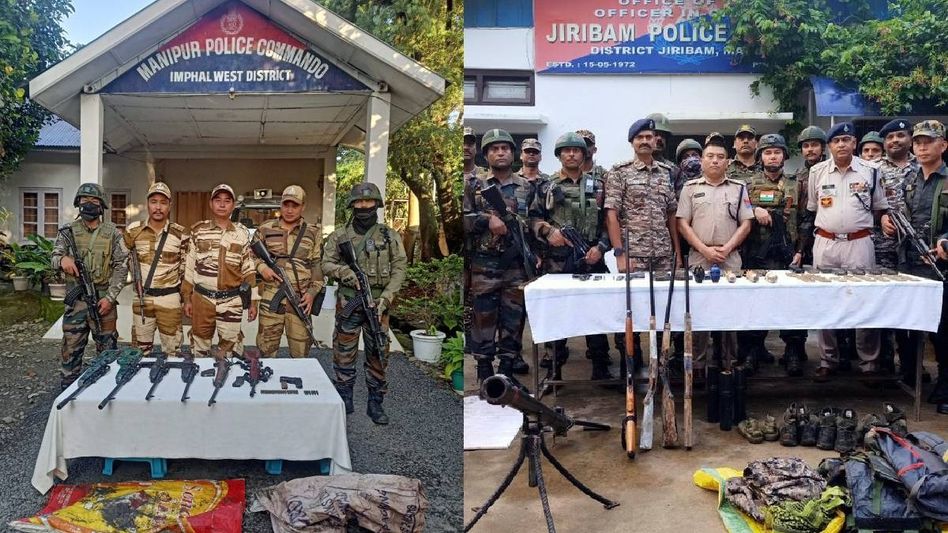 Security forces recover arms, grenades and mortar shells in twin operations across Manipur Security forces recover arms, grenades and mortar shells in twin operations across Manipur