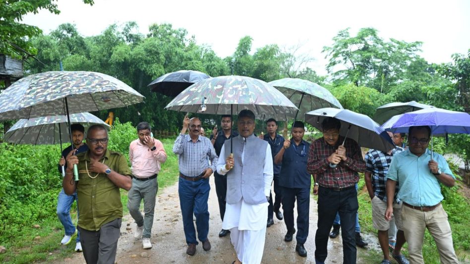 Assam Minister Pijush Hazarika reviews Falangani Lift Irrigation scheme at Kumtai Assam Minister Pijush Hazarika reviews Falangani Lift Irrigation scheme at Kumtai