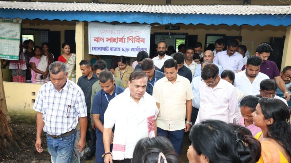 Assam CM meets flood-affected families at Golaghat relief camp Assam CM meets flood-affected families at Golaghat relief camp