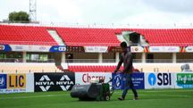 Preparations going at the venue ahead of the match at Shillong Preparations going at the venue ahead of the match at Shillong