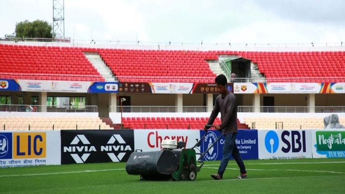 Preparations going at the venue ahead of the match at Shillong