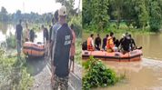 Assam: Floodwaters from Karbi Hills submerge villages in Kaliabor, SDRF evacuates residents Assam: Floodwaters from Karbi Hills submerge villages in Kaliabor, SDRF evacuates residents