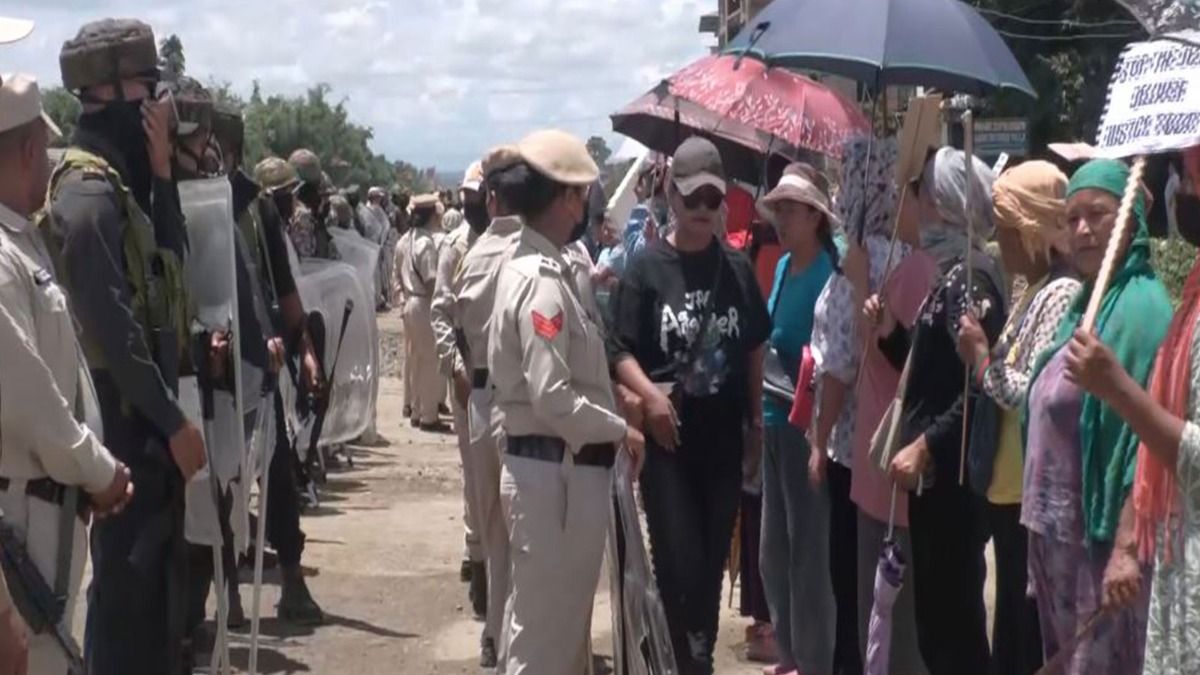 ‘Nearly three months, no justice’: Black flags greet Manipur CM Khemchand in Makhan
