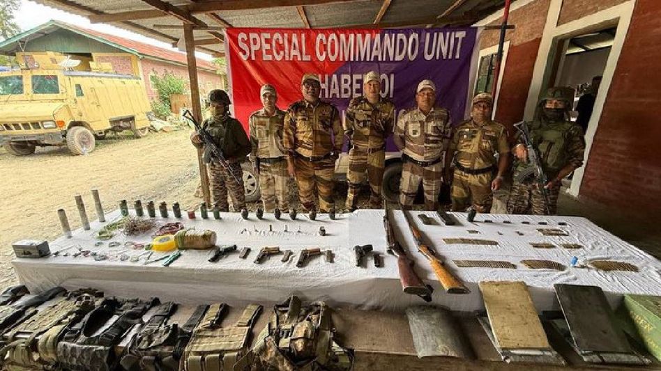 Manipur: Security forces recover arms, ammunition, suspected IED from reserved forest in Imphal East Manipur: Security forces recover arms, ammunition, suspected IED from reserved forest in Imphal East