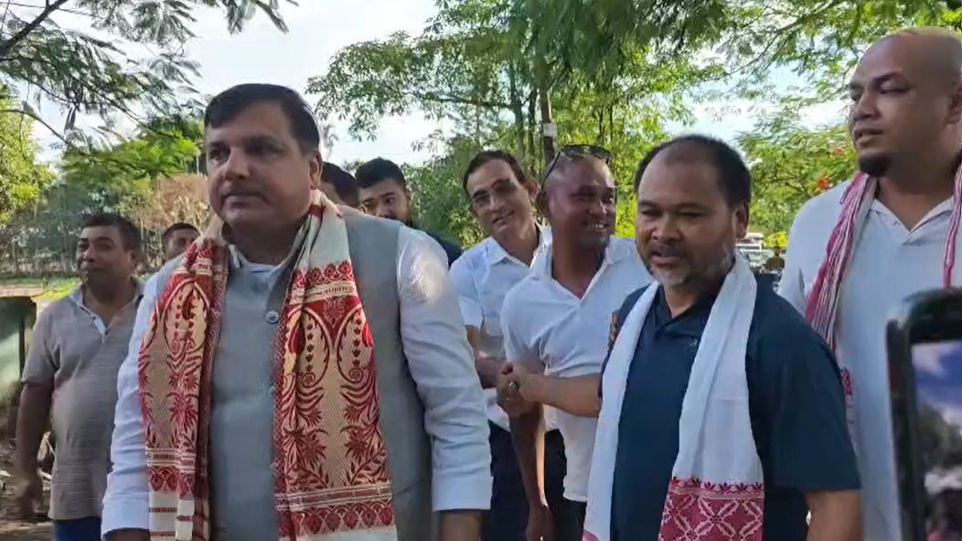 AAP leader Sanjay Singh visits flood-affected areas of Assam's Sivasagar, meets victims