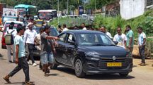 Transporters block the Assam-Meghalaya border at Jorabat (PTI) Transporters block the Assam-Meghalaya border at Jorabat (PTI)