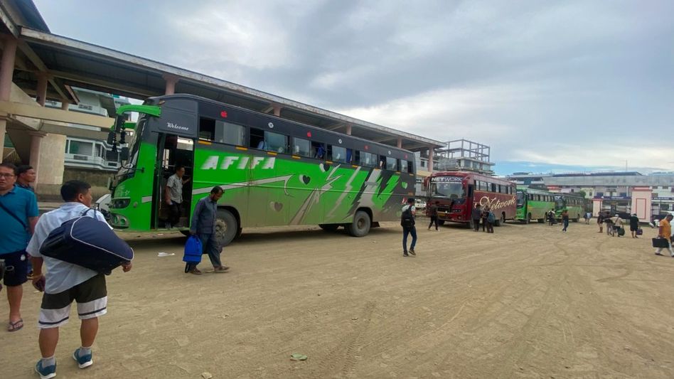 Manipur-Guwahati bus services continue for third day; 250+ passengers travel amid tight security on NH-2 Manipur-Guwahati bus services continue for third day; 250+ passengers travel amid tight security on NH-2