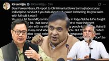‘Do you swim with full suit and coat?’: Kiren Rijiju threatens to report Pawan Khera to Himanta ‘Do you swim with full suit and coat?’: Kiren Rijiju threatens to report Pawan Khera to Himanta