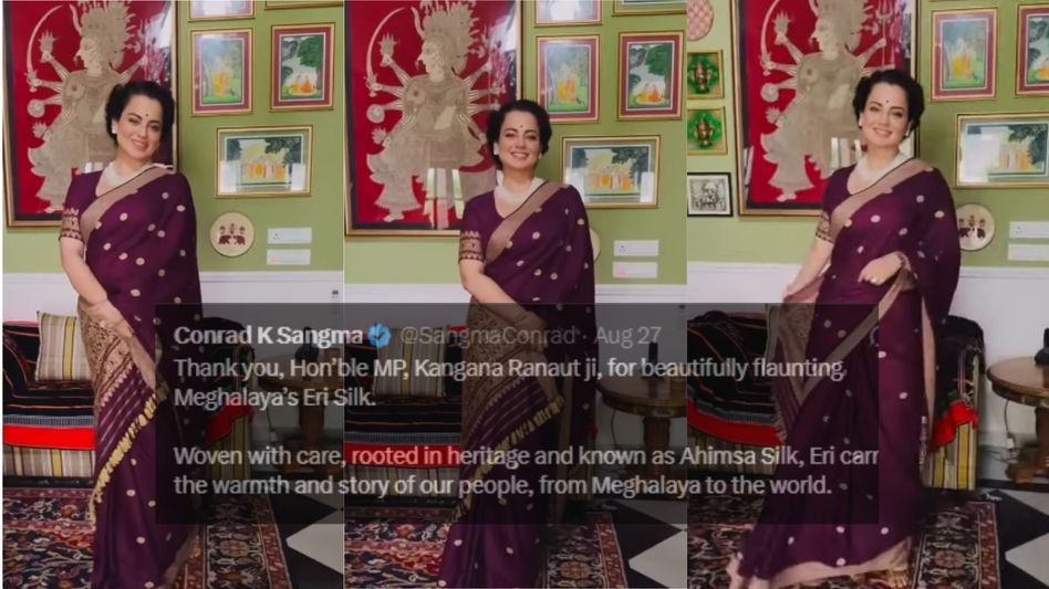 Kangana Ranaut showcases Meghalaya’s Eri silk, wins Conrad Sangma’s praise Kangana Ranaut showcases Meghalaya’s Eri silk, wins Conrad Sangma’s praise