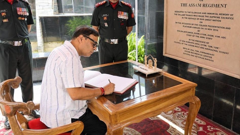 Assam CM pays tribute to fallen soldiers at Assam Regiment War Memorial in Shillong Assam CM pays tribute to fallen soldiers at Assam Regiment War Memorial in Shillong