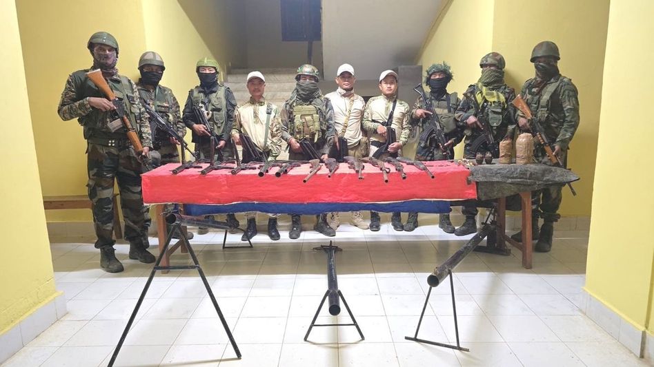 Manipur: Arms cache recovered in joint operation along Chandel border area Manipur: Arms cache recovered in joint operation along Chandel border area