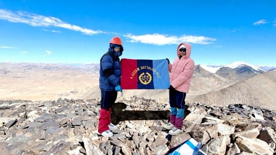 Assam NCC cadets Rajasree Roy, Bishal Roy summit 6,546-Metre Mt. Chalung Assam NCC cadets Rajasree Roy, Bishal Roy summit 6,546-Metre Mt. Chalung