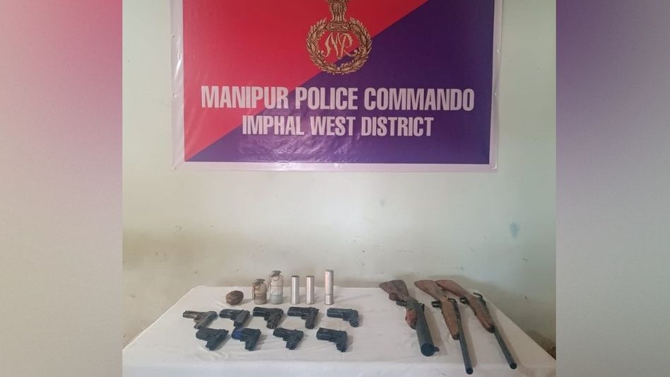 Manipur: Nine pistols, lathode gun, grenade recovered in joint search operation Manipur: Nine pistols, lathode gun, grenade recovered in joint search operation