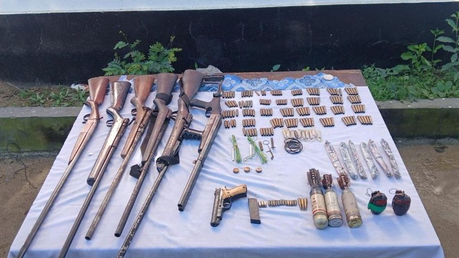 Arms, explosives recovered during search operation in Imphal East Arms, explosives recovered during search operation in Imphal East