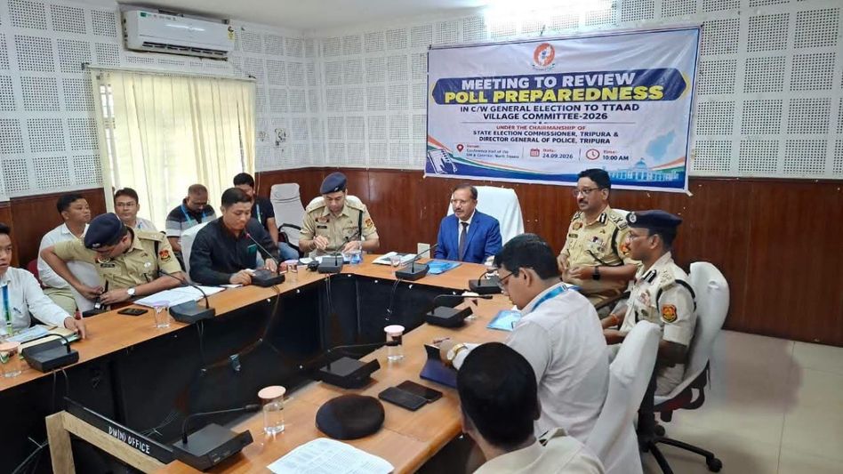 Tripura SEC, officiating DGP review Village Committee poll preparedness and security in North Tripura Tripura SEC, officiating DGP review Village Committee poll preparedness and security in North Tripura
