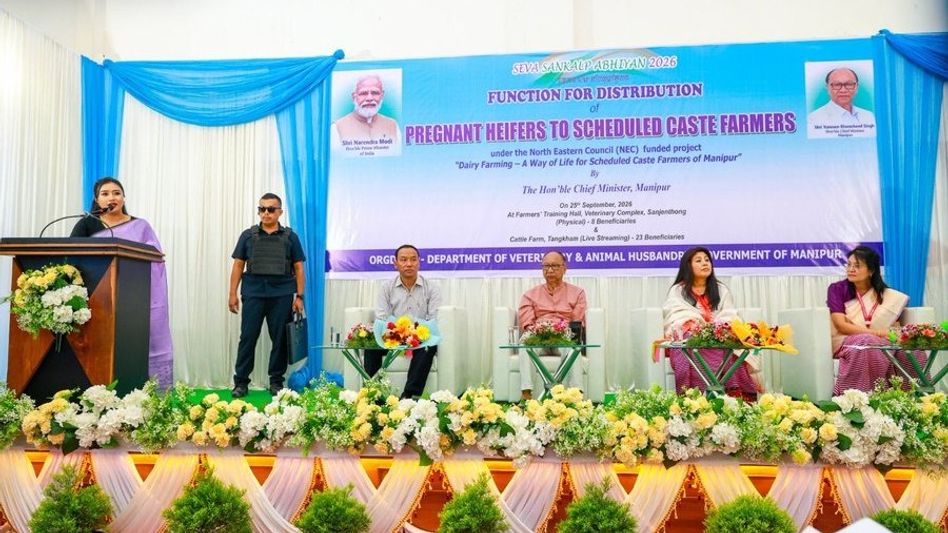 Manipur CM distributes 31 high-yielding pregnant heifers to scheduled caste farmers Manipur CM distributes 31 high-yielding pregnant heifers to scheduled caste farmers