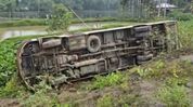 Bus plunges into gorge after hitting road pothole in Assam's Sribhumi Bus plunges into gorge after hitting road pothole in Assam's Sribhumi