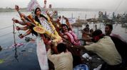 Durga idol immersion begins along Brahmaputra, Guwahati traffic diversions in place Durga idol immersion begins along Brahmaputra, Guwahati traffic diversions in place