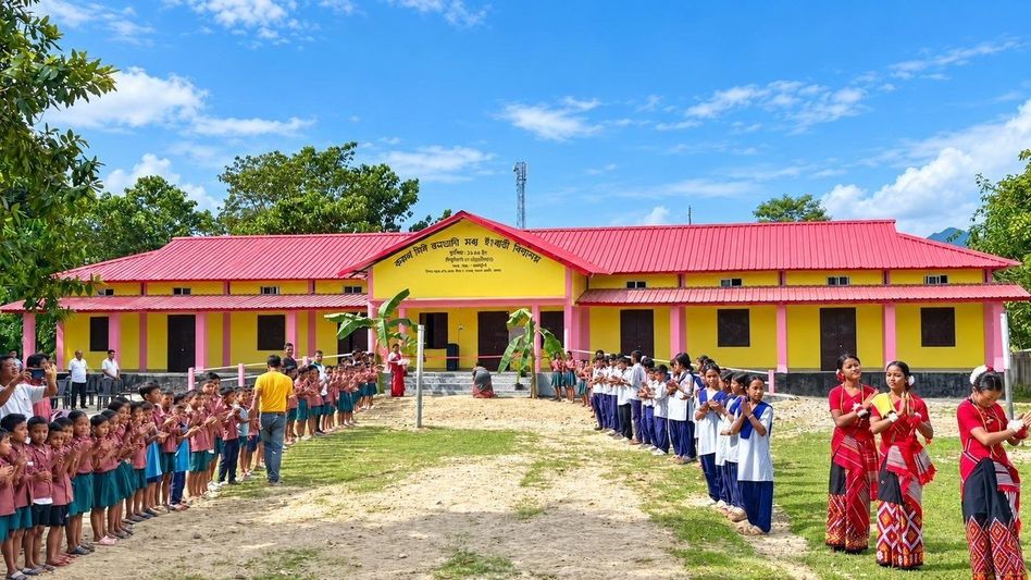 Assam Education Minister Ranoj Pegu inaugurates Rs 75 lakh school building in Dhemaji Assam Education Minister Ranoj Pegu inaugurates Rs 75 lakh school building in Dhemaji