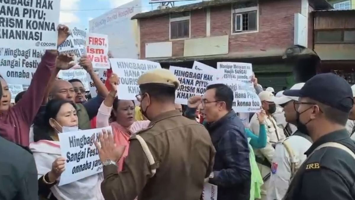 Protesters attempt to storm Sangai Festival venue; police fire tear gas to disperse crowd