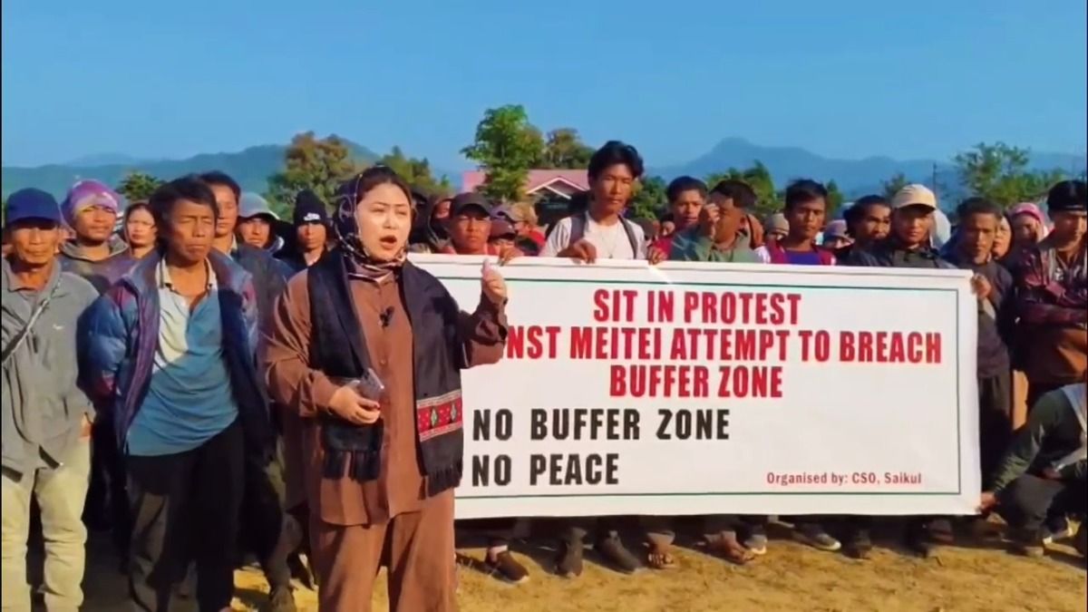 Saikul erupts in anger as Kuki-Zo community protests alleged buffer zone breaches
