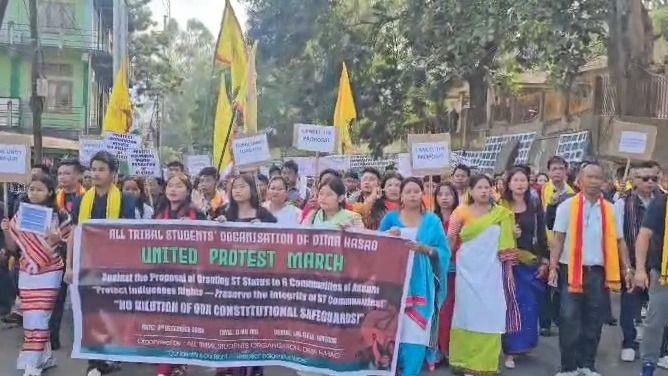 Massive protests erupt in Haflong against bill granting ST status to six communities