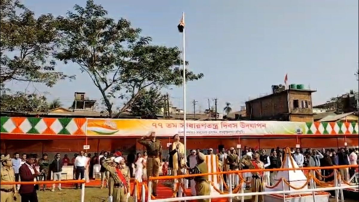 Assam: Tricolour accidentally tears during Republic Day celebrations in Sribhumi, replaced swiftly