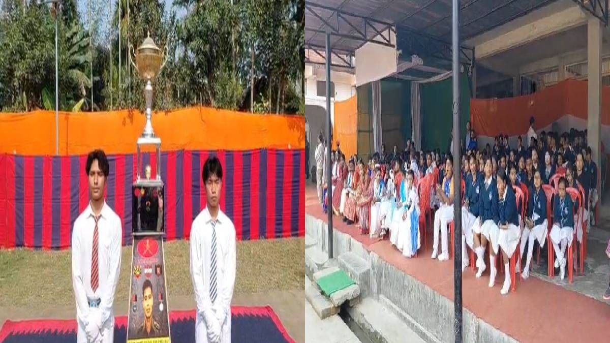 Captain Jintu Gogoi Vir Chakra Football Tournament trophy reaches Assam's Digboi ahead of 21st edition
