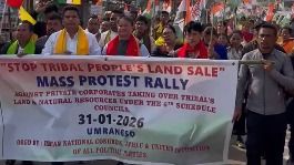 Opposition parties protest in Assam's Umrangso against alleged transfer of Sixth Schedule land to corporates