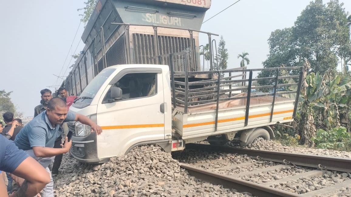 Goods vehicle hit by train at railway crossing in Assam's Tinsukia 