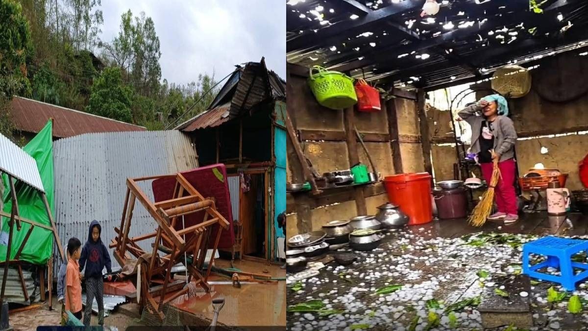 Heavy rain, hailstorm disrupt normal life across Manipur, houses damaged, crops hit