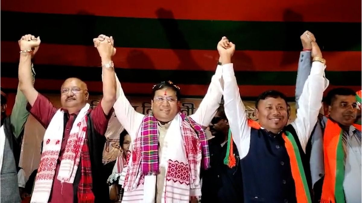 Union Minister Sarbananda Sonowal backs Bhaskar Sharma at Margherita rally, cites decade of development