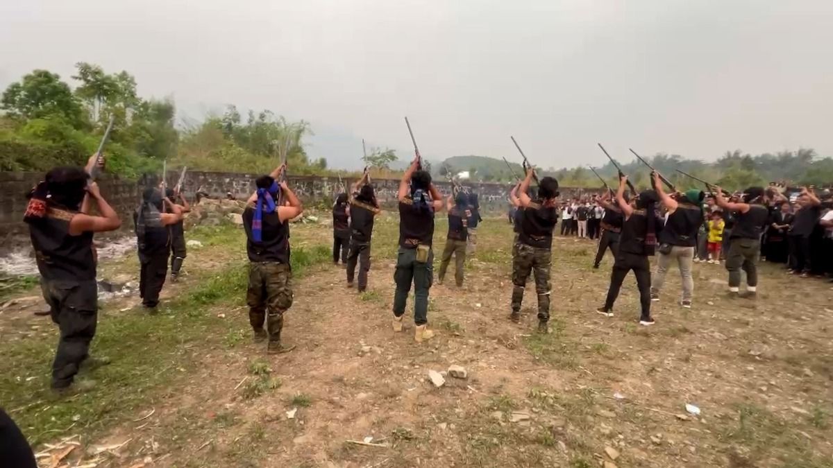 Thousands attend funeral of two village volunteers in Sadar Hills amid calls for security