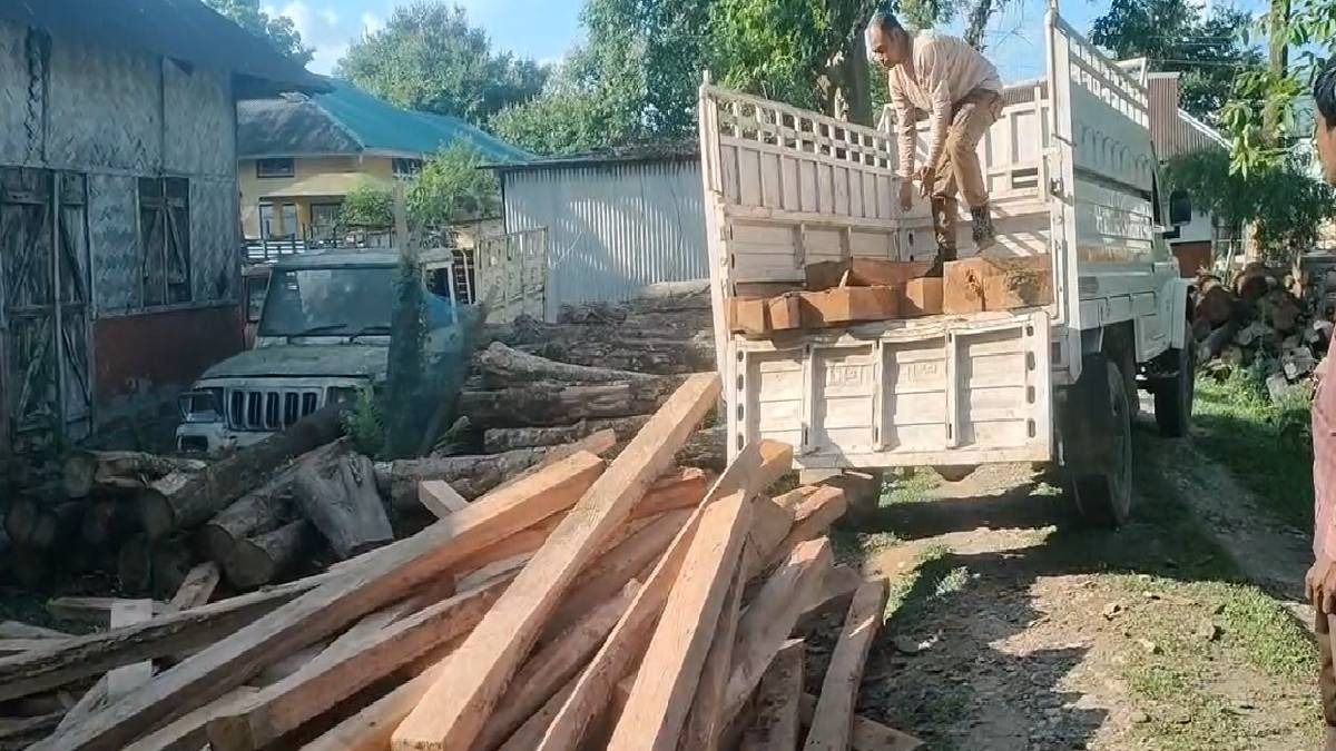 Assam forest department seizes illegal Sal timber worth over Rs 2 lakh in Bongaigaon