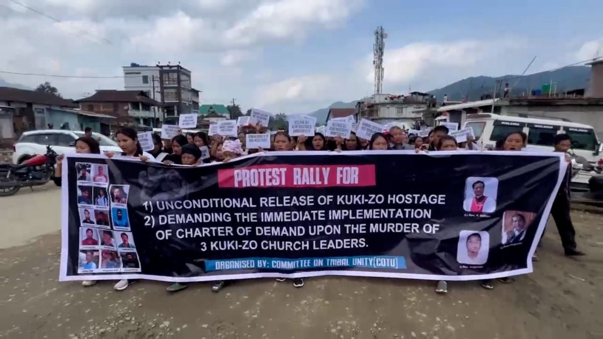 Thousands join protest rally in Manipur’s Kangpokpi amid shutdown call by Kuki bodies
