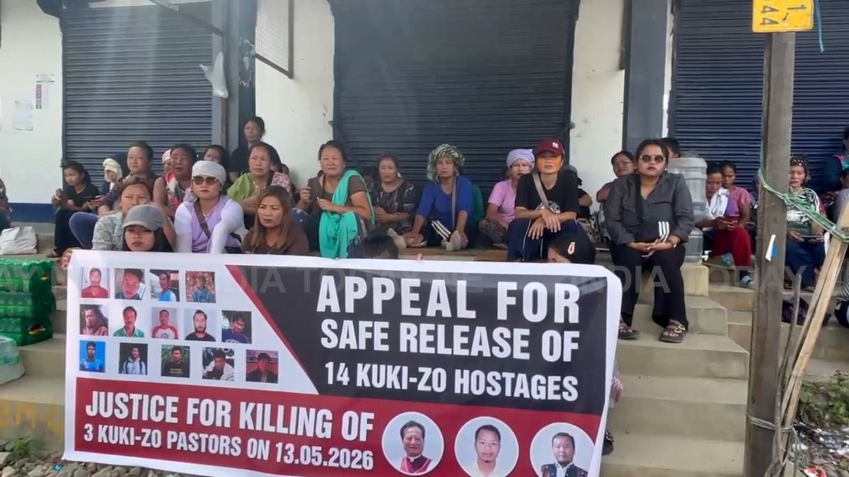 Kuki-Zo women protest in Kangpokpi, demand justice for slain church leaders and release of alleged hostages