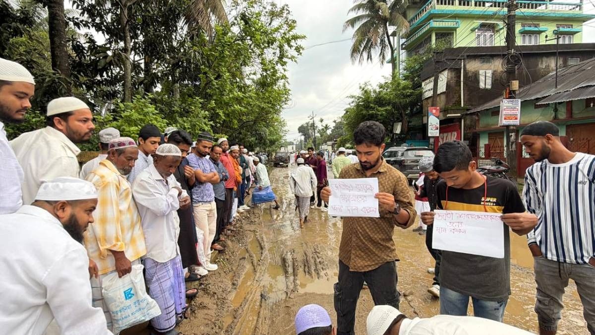 Assam: Frustrated by poor roads, Sribhumi youths launch public donation drive to repair damaged highway