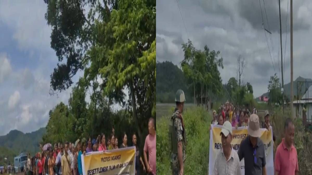 Hundreds rally in Manipur's Saikul opposing proposed Meitei resettlement at Dolaithabi