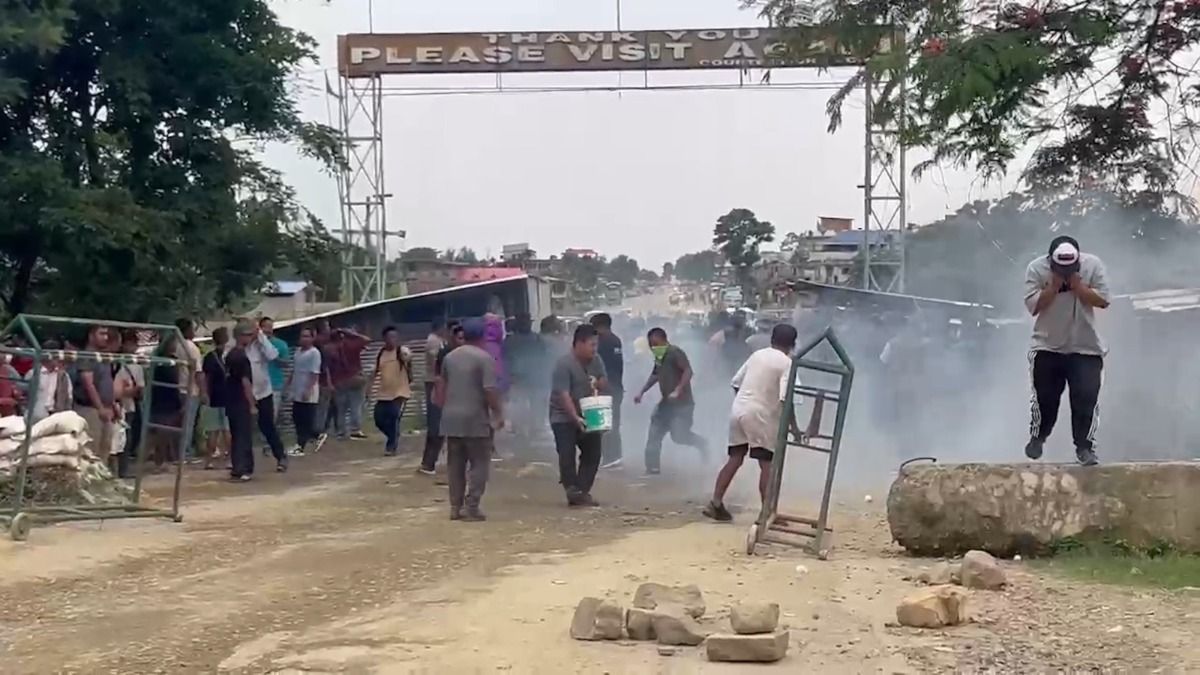 Manipur: Kuki-Zo group stages NH-2 protest, security uses tear gas to disperse crowd