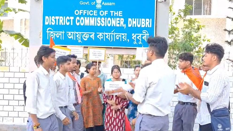 ABVP stages protest in Assam's Dhubri over alleged JPSC-JSSC exam irregularities in Jharkhand