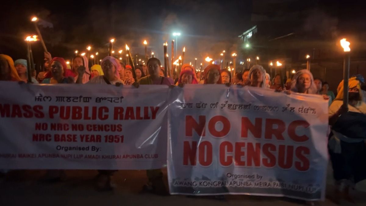 Manipur women stage torch rally against NRC updation delay ahead of census