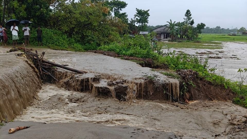Chatrang River swells in Assam's Gohpur, guard wall washed away as floodwater enters villages